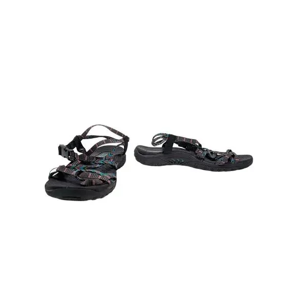 Skechers Reggae Islander Sandals Black Multi-Strap Toe Loop Slingback Size 8 - Picture 3 of 7